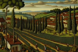 Painting of a barolo vineyard by botticelli