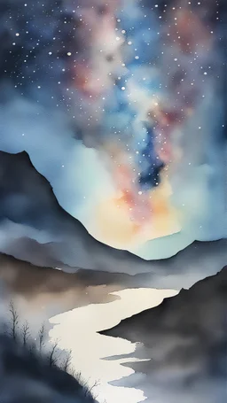 milky way galaxy aquarell painting