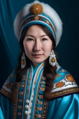 The portrait of the modern woman of Kazakhstan nationality in new year dress