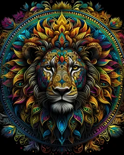 mandala lion, colorful page, coloer background, digital Art, perfect composition, beautiful detailed intricate insanely detailed octane render trending on artstation, photorealistic concept art, soft natural volumetric cinematic perfect light, chiaroscuro, masterpiece, oil on canvas, raphael, caravaggio, greg rutkowski, beeple, beksinski, giger, black and white still, digital Art, perfect coloer, read,green, blew,white, ((((colorful)))))