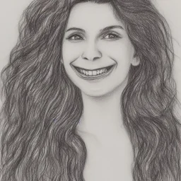 Drawing of a joyful face of a beautiful woman with long hair