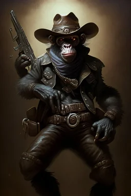 dark bounty hunter monkey cowboy with 2 pistols