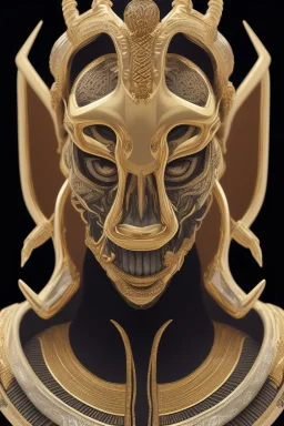 black male African Egyptian alien, cracks in the voodoo head, wicked, eyes, crown, Elephant, 8k, finely detailed, photo realistic, tiger turquoise skull head gold dragon space alien snow skeleton gold teeth silver crown silver space face mask