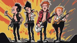 4k ultra details SEX PISTOLS PUNK BAND CARTOON FIRESTARTER