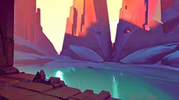 stylized,canyon wall probs,post apocalyptic,AI,futuristic,4k,details stylized,rogulikes