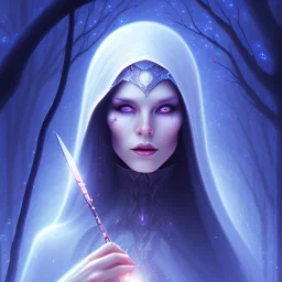  Woman horner witch in the dark forest