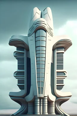 a futuristic house on a pilaster