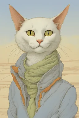 Portrait of a flying cat by moebius