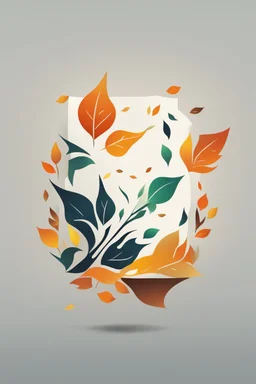 square logo , landscape with leaf fall, flying leaves