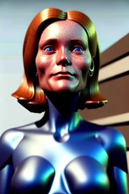 Ultra Realistic retro sci-fi, Supermarket parking scene, 1960 year, blonde woman, sweet young Juliane moore face, x ray lights eyes, face makeup, tight latex coat, levitating cars, many panic people, Retro sci-fi style, soft color, highly detailed, unreal engine 5, ray tracing, RTX, lumen lighting, ultra detail, volumetric lighting, 3d, finely drawn, high definition, high resolution.