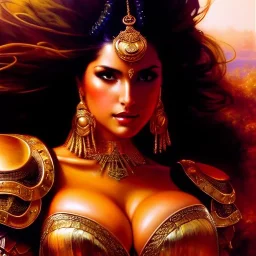 Drawing of beautiful face,'beautiful ,Busty PoweGirl',intense stare, ancient skintight armor, balanciaga fashion clothe painting by gaston bussiere, greg rutkowski, yoji shinkawa, yoshitaka amano, tsutomu nihei, donato giancola, tim hildebrandt, Oil on canvas, cinematic composition, extreme detail,fit full head inside picture,16k