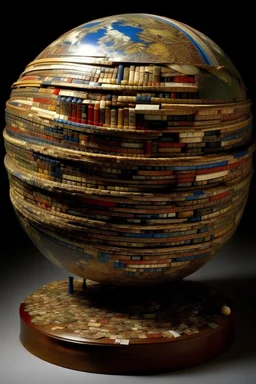 A globe made of millions of books expressionism