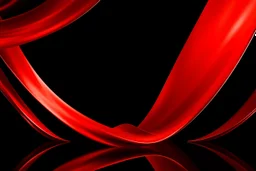 A striking abstract composition featuring flowing, high-shine red ribbons set against a deep black void. Diagonal architectural curves meet soft, out-of-focus golden light orbs. Bright reflective surfaces create a high-contrast look with a luxurious, high-tech feel. Cinematic color grading, sharp focus on textures.