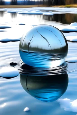 A ball with Ice sketchers in water