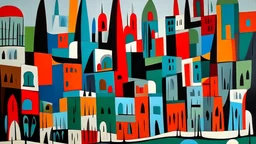 A city on a glacier painted by Stuart Davis