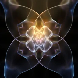 Mesmerizing abstract visual, 3d recursive Symmetrical structure of flowing translucent shapes, centered, soft aesthetic, negetive space.galaxsy background