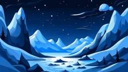 cartoon illustration: North Pole night, just nature