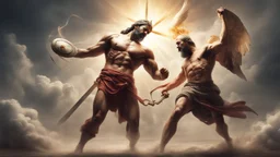 Human fighting christian god