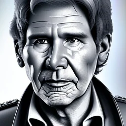 whitemarble harrison ford as han solo, full of details, hight definition, black backround, 8k