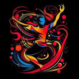 tshirt vector design , Concept: Rhythmic Harmony Elements: Incorporate musical notes or abstract representations of music alongside dancers to emphasize the connection between dance and music. Style: Choose vibrant and dynamic colors to convey energy and rhythm.