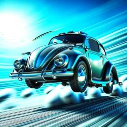 jet-fighter vw-beetle genetically spliced, retrofuturistic, phototrealism, in flight, one subject,