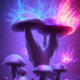 Spherical Frost metal magic armoured pink lightning Mycelium giant blob MUSHROOM flower stars SPACE lANDSCAPE BURNING IN BLUE FLAMES hellfire abyss