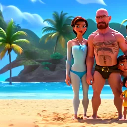 shirtless Walter White family , 8k, tropical beach background, jaun