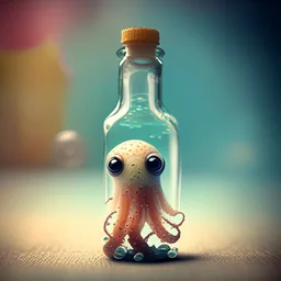 cute tiny squid in bottle