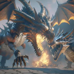 giant colossal different types of dragons fight each other, by grek rutowski, unreal engine 5, 8k resolution, photorealistic, ultra detailed