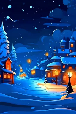 новый год размытый фон снег ночь мультяшный
