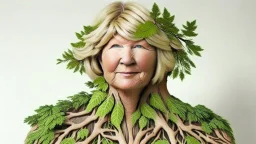 hybrid of human that looks like martha stewart as a tree