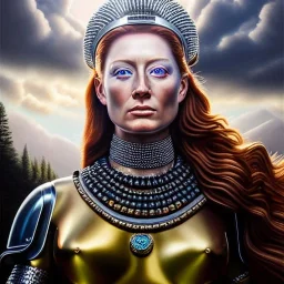 Ultra detailed fullbody Portrait in oil on canvas of Boudicca with armor,helmet,extremely detailed digital painting,ultrarealistic skin,intense stare, extremely detailed face, crystal clear eyes, mystical colors ,perfectly centered image, perfect composition, rim light, beautiful lighting,masterpiece ,8k, stunning scene, raytracing, anatomically correct, in the style of Simon Bisley and Ohrai Noriyoshi and robert e howard and Steve Jung and Wizyakuza and uncannyknack.