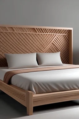 free-standing headboard made of smooth light wood, without distinctive pattern.