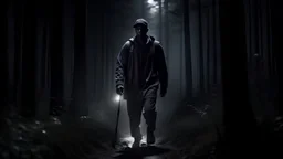 Dark Forest, Monsterverse, a man walking in the night with a flashlight in his hand, urban legend