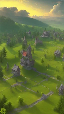 For the past several days, you have been traveling a road that winds lazily across the rolling grasslands of the Greenfields. Sundown is approaching When you top a Rise ans see the medieval town just a few miles away.