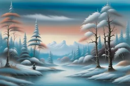 Tokyo Japan in the style of; Arctic Winter Day, by Bob Ross. Courtesy of the Franklin Park Arts Center and Bob Ross Inc. BOB ROSS