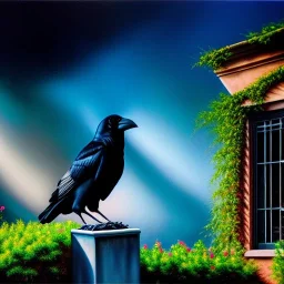 Ultra detailed fullbody Portrait in oil on canvas of The Crow(Brandon LEE) gargoyle on Garden,intense stare,extremely detailed digital painting, extremely detailed face,crystal clear Big glowing eyes, mystical colors ,perfectly centered image, perfect composition, rim light, beautiful lighting,masterpiece,8k, stunning scene, raytracing, anatomically correct, in the style of robert e howard and Ken Kelley and Ohrai Noriyoshi and Simon Bisley and uncannyknack