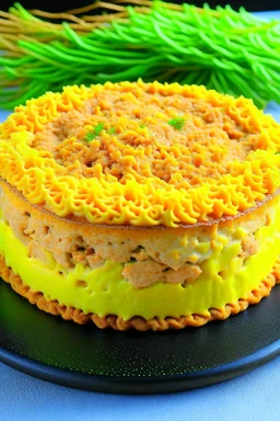 Cake with tuna flakes