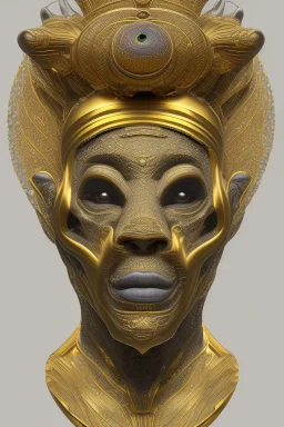 Anunnaki black male African Egyptian alien, cracks in the voodoo head, wicked, eyes, Elephant, 8k, finely detailed, photo realistic, tiger turquoise skull head gold dragon crown space alien snow skeleton gold olmec silver crown silver eyes