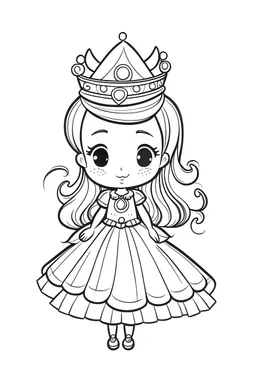 Outline art for cute princess themed coloring pages for kids, white background, sketch style, full body, only use outline, mandala style, clean line art, white background, no shadows and clear and well drawn