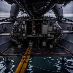 On board an aircraft carrier, below the water line.