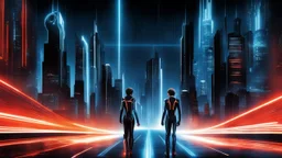 tron legacy movie, city of lights blue, red and orange, programs,