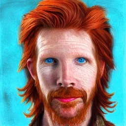 Portrait of Courtney Gains as a ruggedly handsome but joyful roguish pirate, charismatic, attractive male, masculine, perfect, precisely detailed, lightly freckled face, meticulously detailed multi-hued ginger carrot colored cherry fire red hair; Malachai of the corn; fantasy, intricate, elegant, highly detailed, digital painting, artstation, concept art, matte, sharp focus, illustration, art by artgerm and greg rutkowski and alphonse mucha