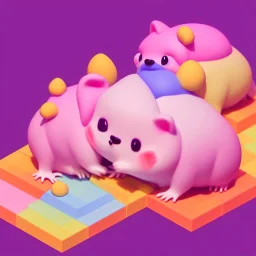 isometric clean art of two super cute baby kawaii style hedgehogs in love, soft lighting, soft pastel gradients, high definition, 3d icon clay render, blender 3d