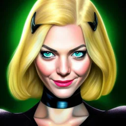 ultra detailed fullbody portrait of Gwen Stacy, wearing skintight Black costume, extremely detailed digital painting, intrincate, extremely detailed smiling face,crystal clear Big Green eyes, in the style of Adam Hughes , mystical colors , perfectly centered image, perfect composition, rim light, beautiful lighting,8k, stunning scene, raytracing