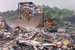 garbage dump, hills, smog, with pollution, double exposure photography, colourful nature, clean sharp focus, on white background, Fractal Geometry, sacred geometry, hyper detailed,