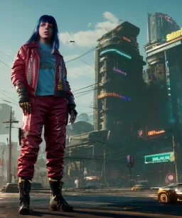 Billie Eilish, in stockings, cyberpunk2077