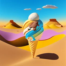 an ice cream in the style of kandinsky in the desert