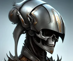 headgear, big clamps, attached to head, skeletal, mechanical