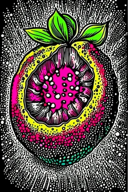 Vintage pop art style, pomegranate seeds